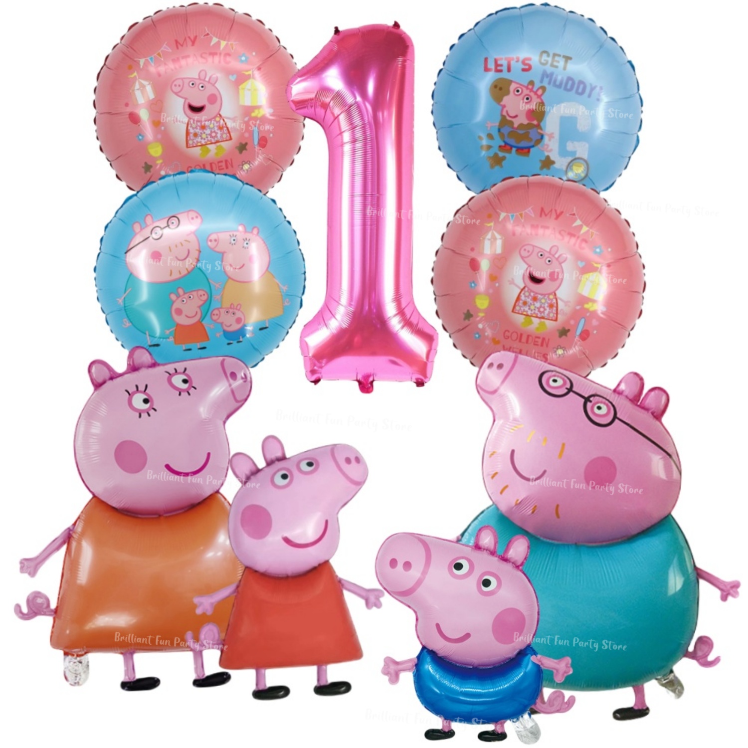 9 個ペッパピッグホイルバルーンセットピンク数字誕生日パーテ - Confetti Balloon Set のレビューと価格