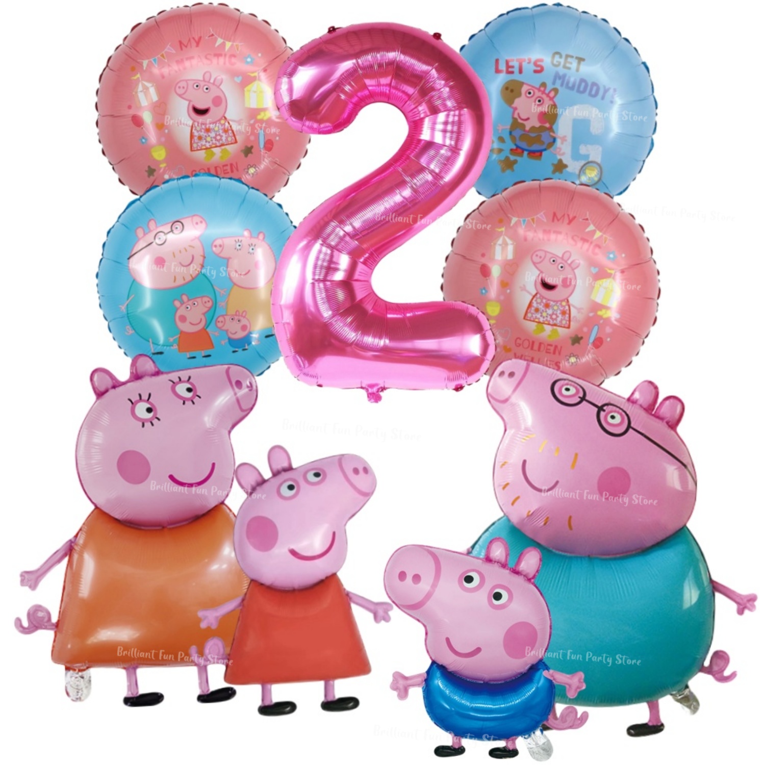 9 個ペッパピッグホイルバルーンセットピンク数字誕生日パーテ - Confetti Balloon Set のレビューと価格