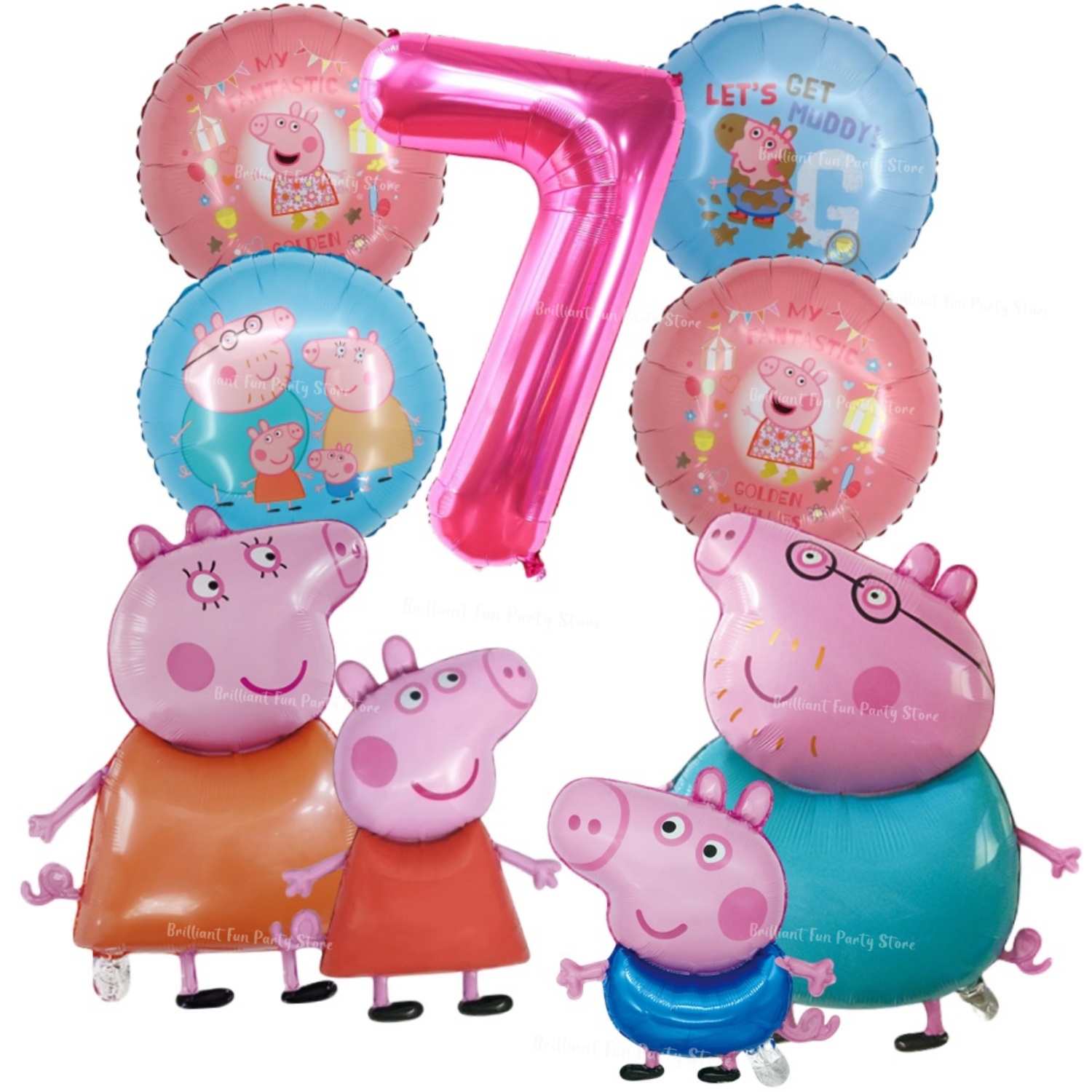 9 個ペッパピッグホイルバルーンセットピンク数字誕生日パーテ - Confetti Balloon Set のレビューと価格